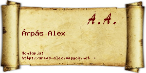 Árpás Alex névjegykártya